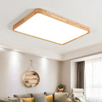 Plafoniera LED geometrica in legno a filo soffitto