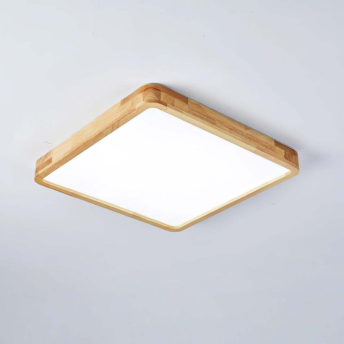 Plafoniera LED geometrica in legno a filo soffitto