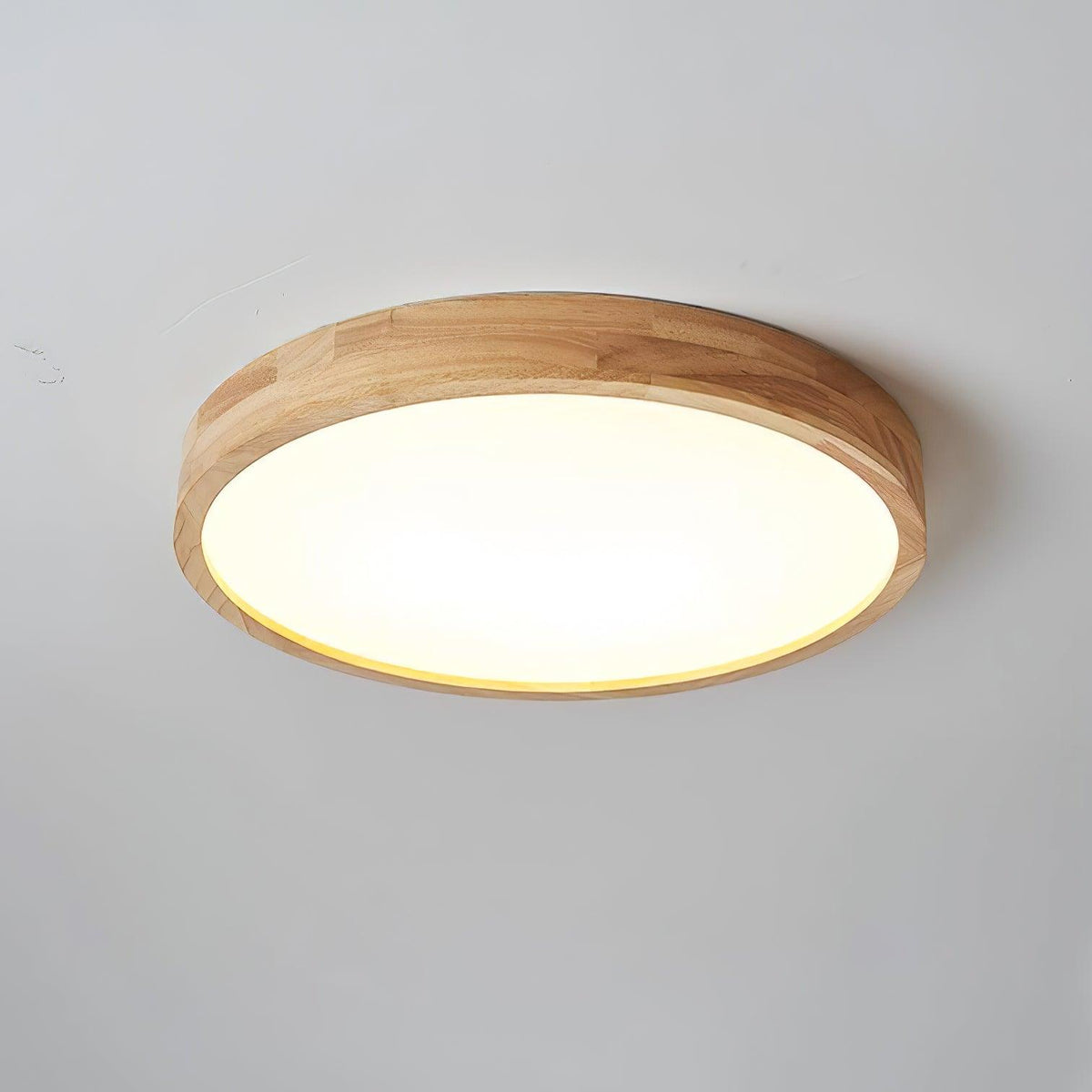 Plafoniera LED geometrica in legno a filo soffitto