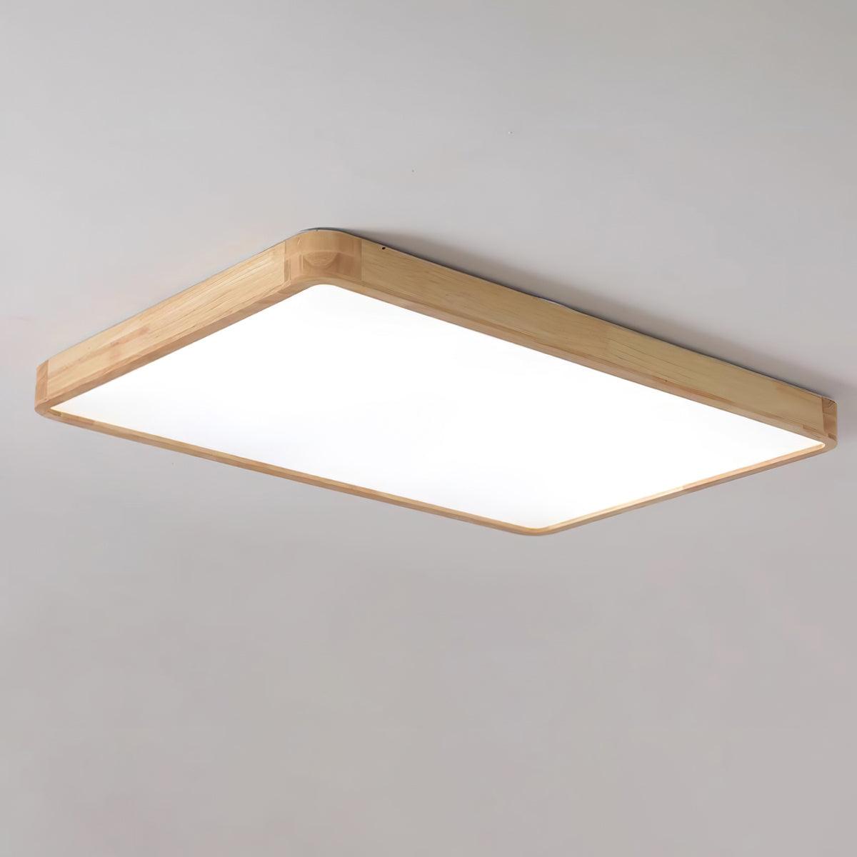 Plafoniera LED geometrica in legno a filo soffitto