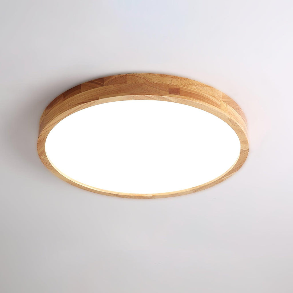 Plafoniera LED geometrica in legno a filo soffitto
