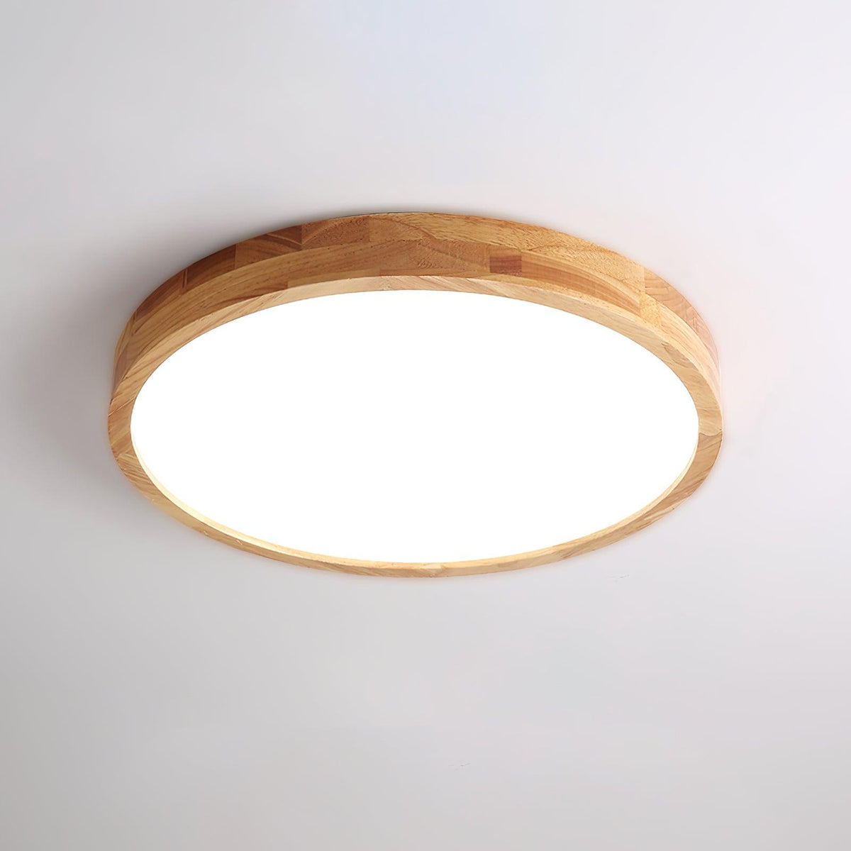 Plafoniera LED geometrica in legno a filo soffitto