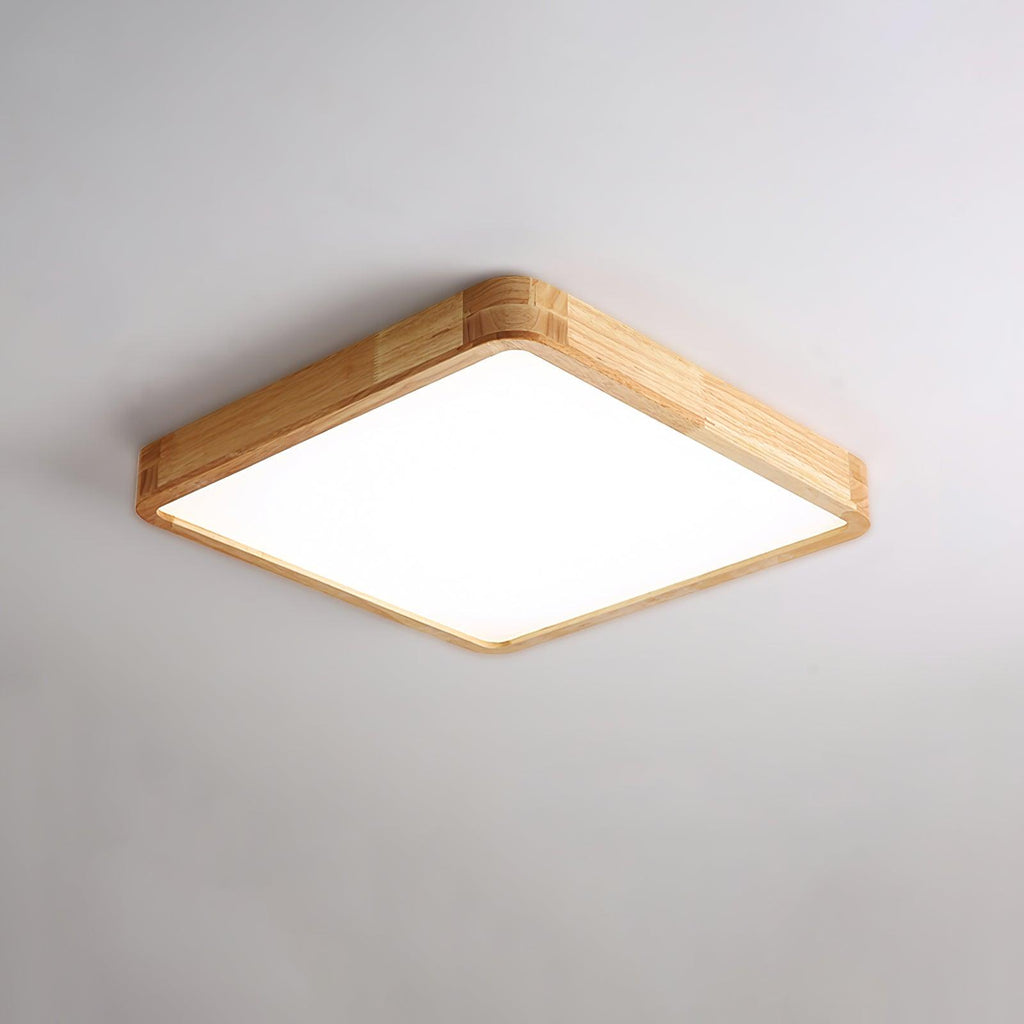Plafoniera LED geometrica in legno a filo soffitto
