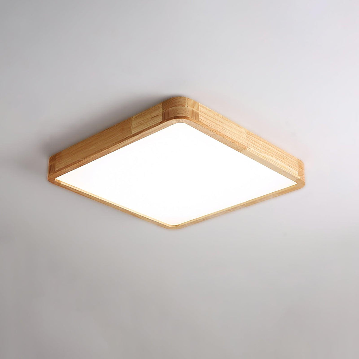 Plafoniera LED geometrica in legno a filo soffitto