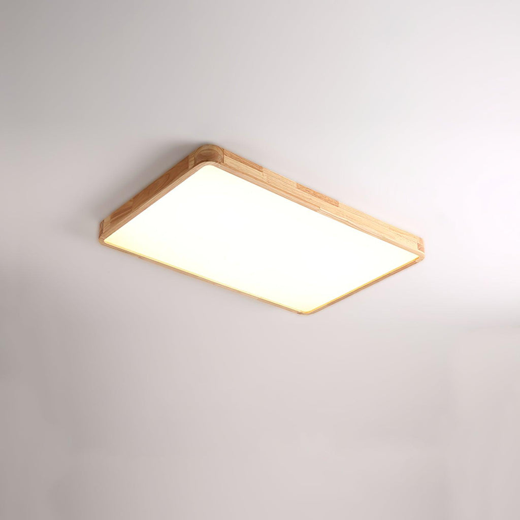 Plafoniera LED geometrica in legno a filo soffitto
