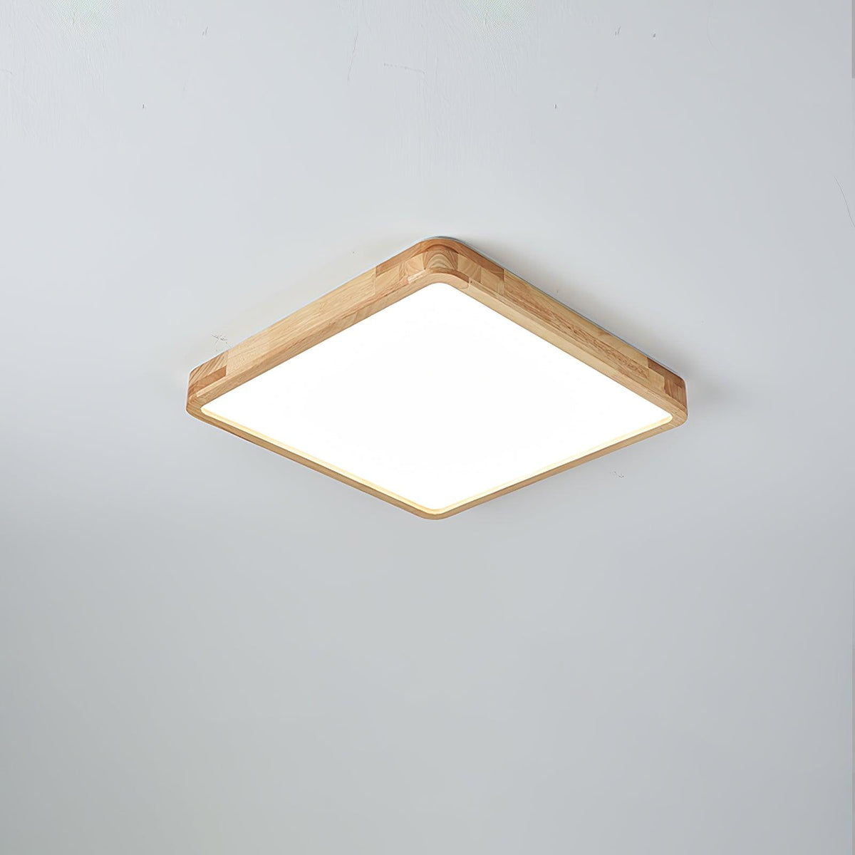 Plafoniera LED geometrica in legno a filo soffitto