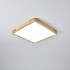 Plafoniera LED geometrica in legno a filo soffitto