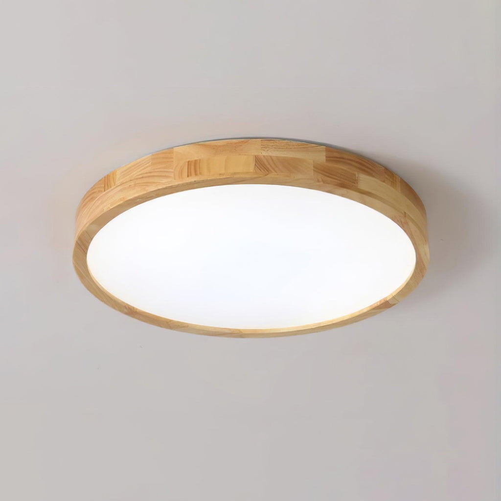 Plafoniera LED geometrica in legno a filo soffitto