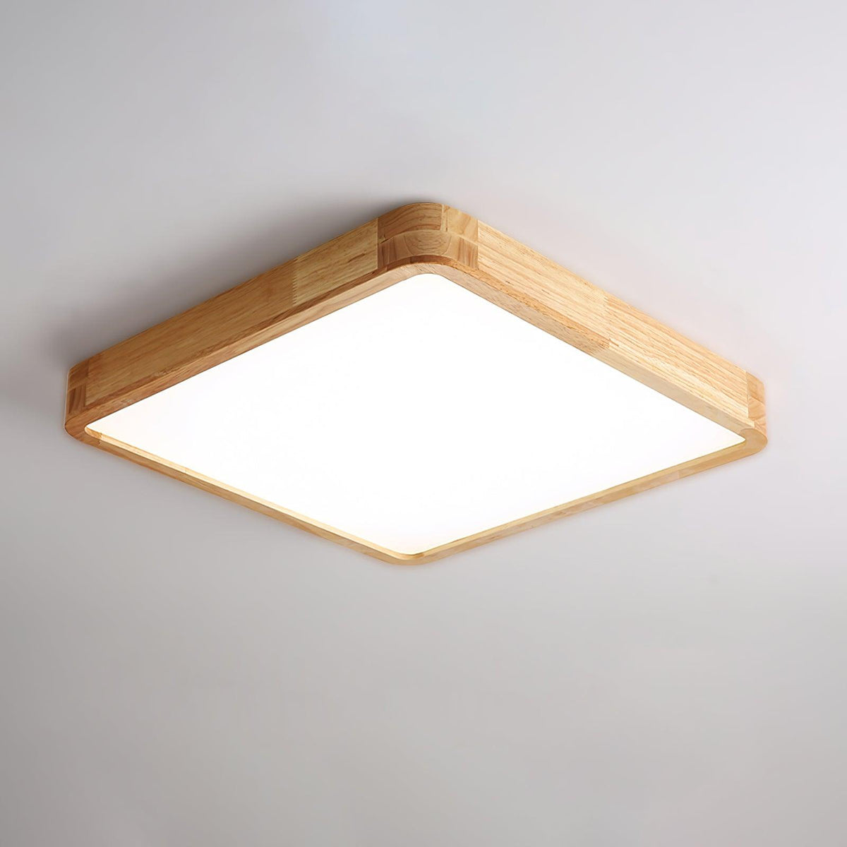 Plafoniera LED geometrica in legno a filo soffitto