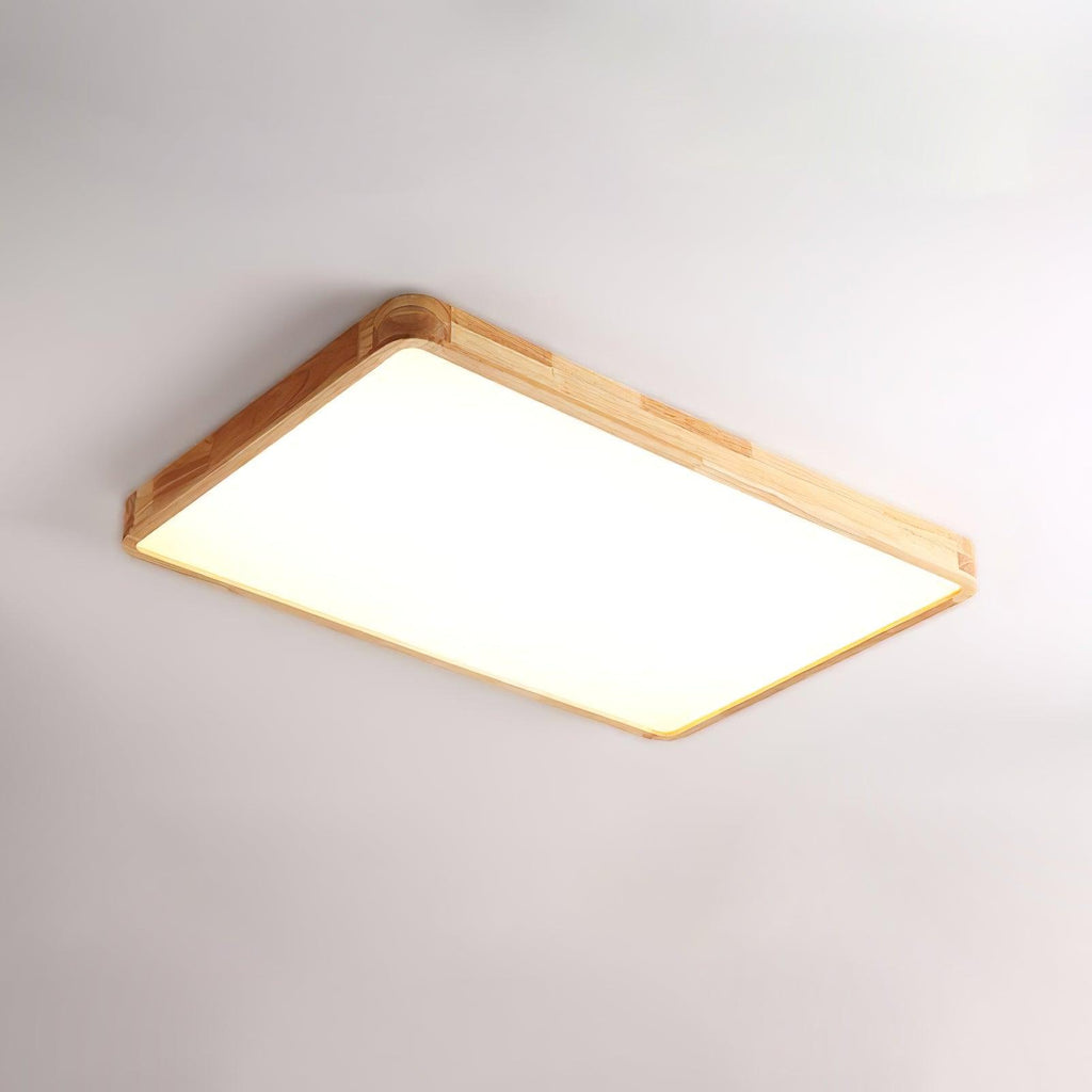 Plafoniera LED geometrica in legno a filo soffitto