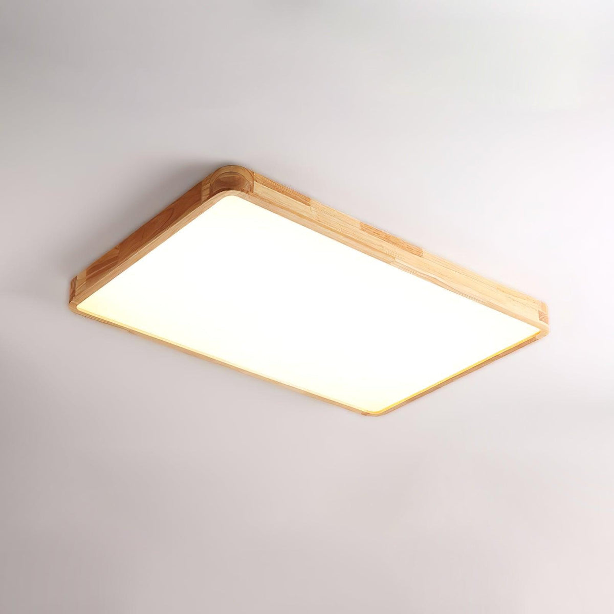 Plafoniera LED geometrica in legno a filo soffitto