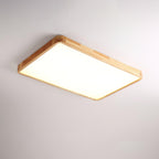 Plafoniera LED geometrica in legno a filo soffitto