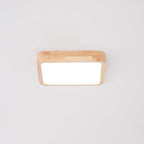 Plafoniera LED geometrica in legno a filo soffitto