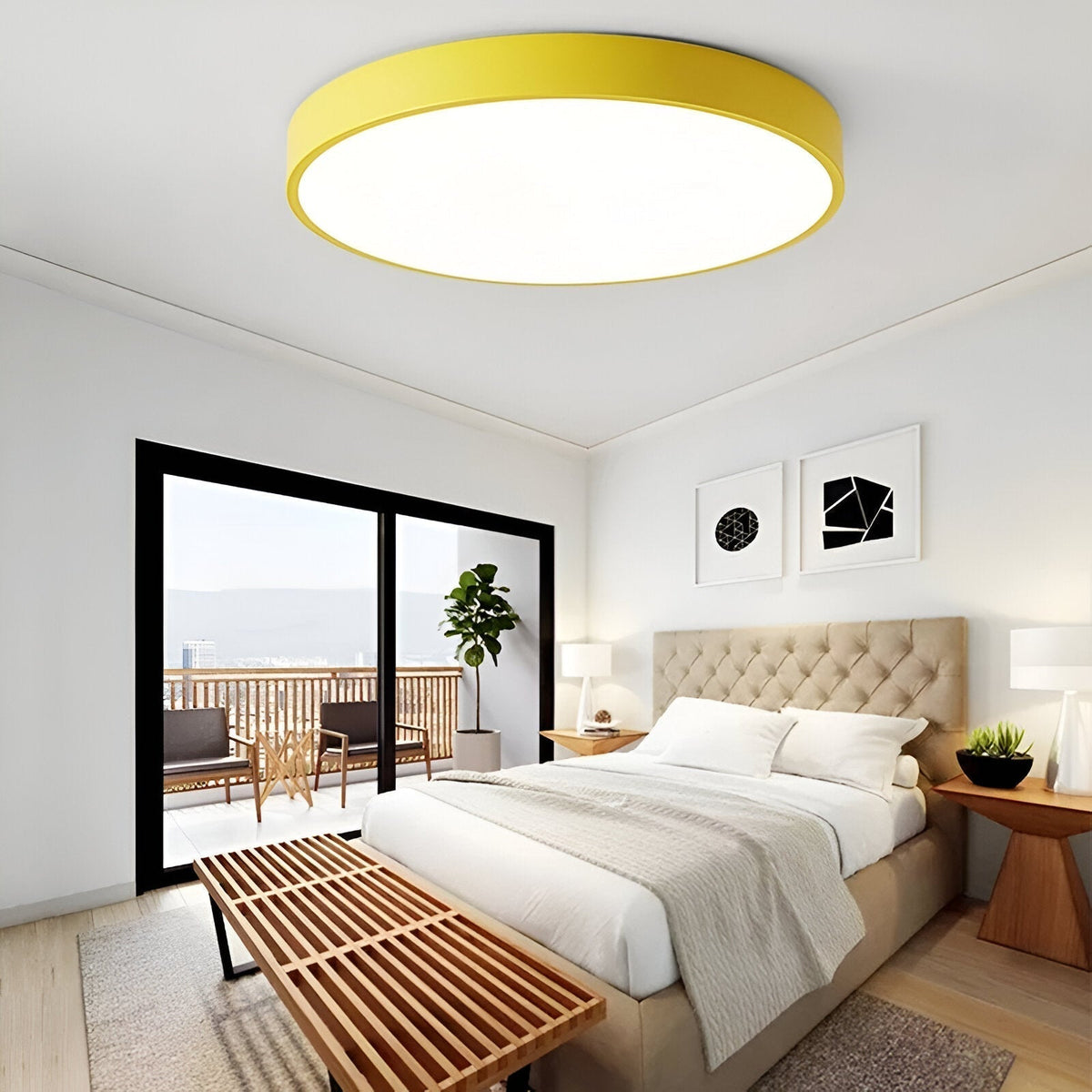 Plafoniera rotonda moderna con cornice sottile