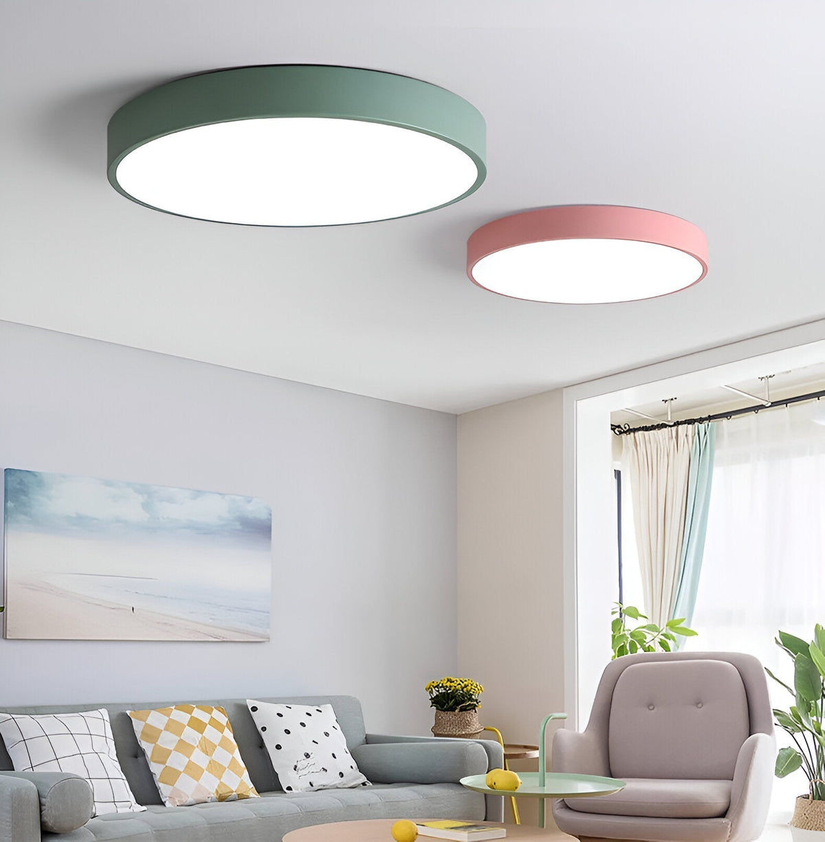 Plafoniera rotonda moderna con cornice sottile