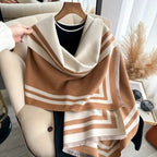 Poncho sciarpa reversibile a righe Savéra