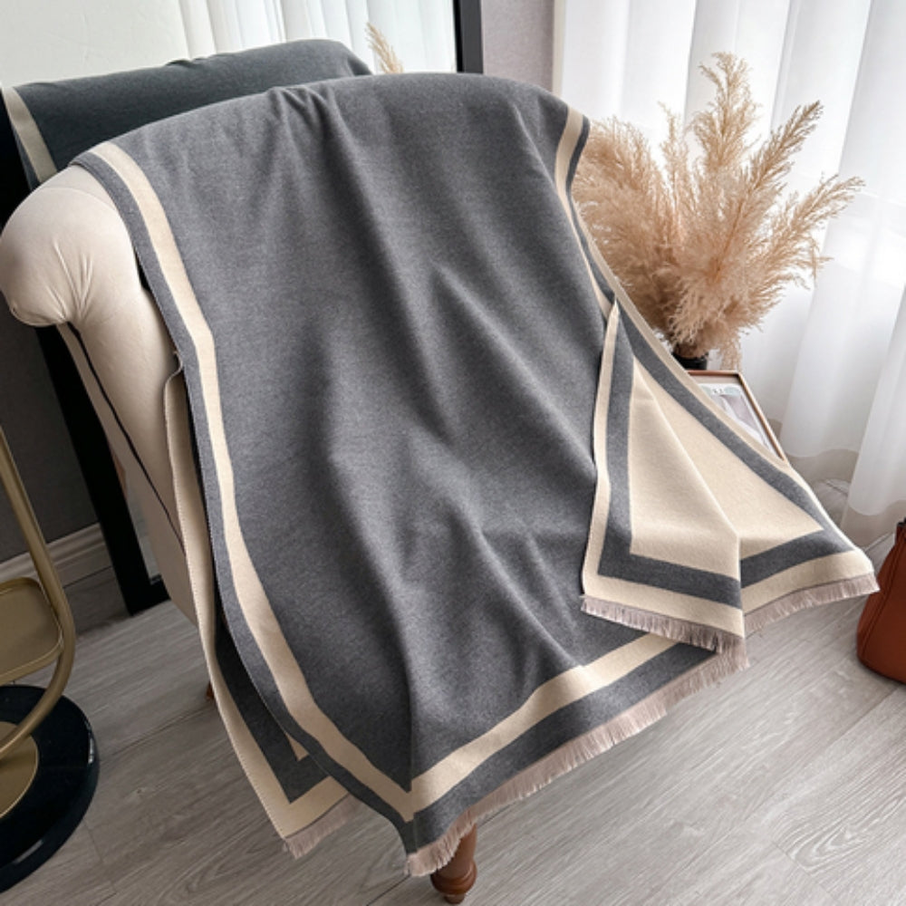 Poncho sciarpa reversibile a righe Savéra
