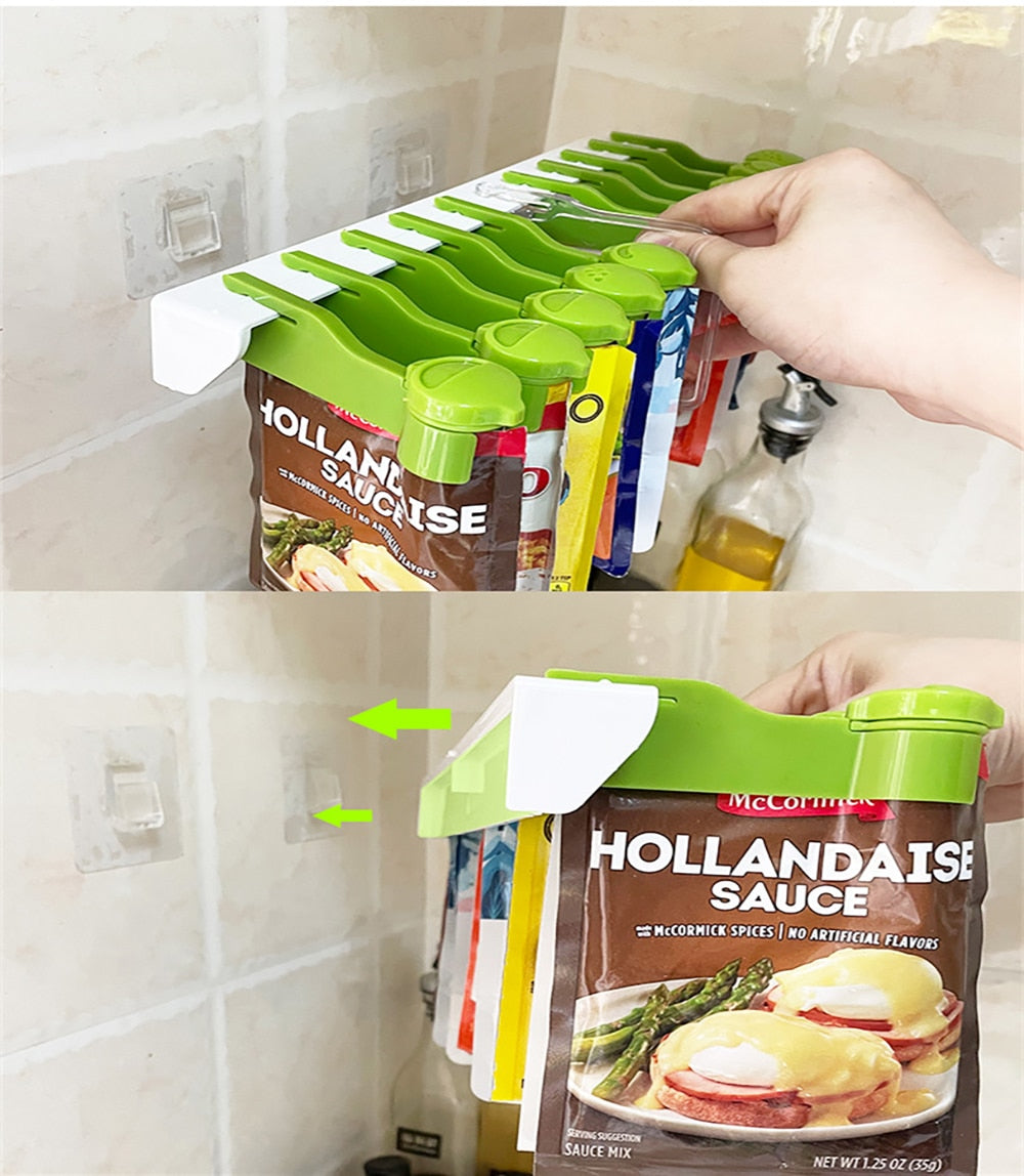 Porta spezie da parete con clip salvaspazio