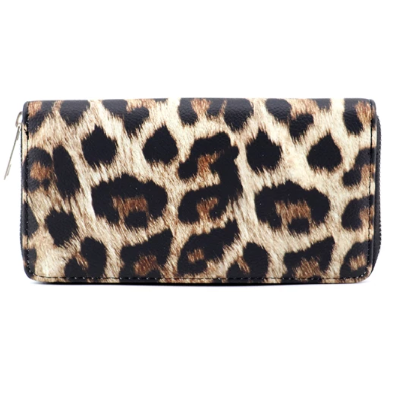 Portafoglio classico con fantasia leopardata per donna