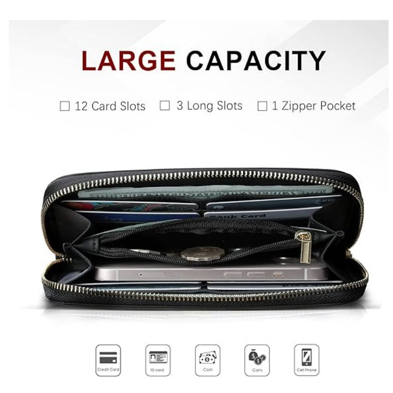 Portafoglio elegante con zip e porta carte