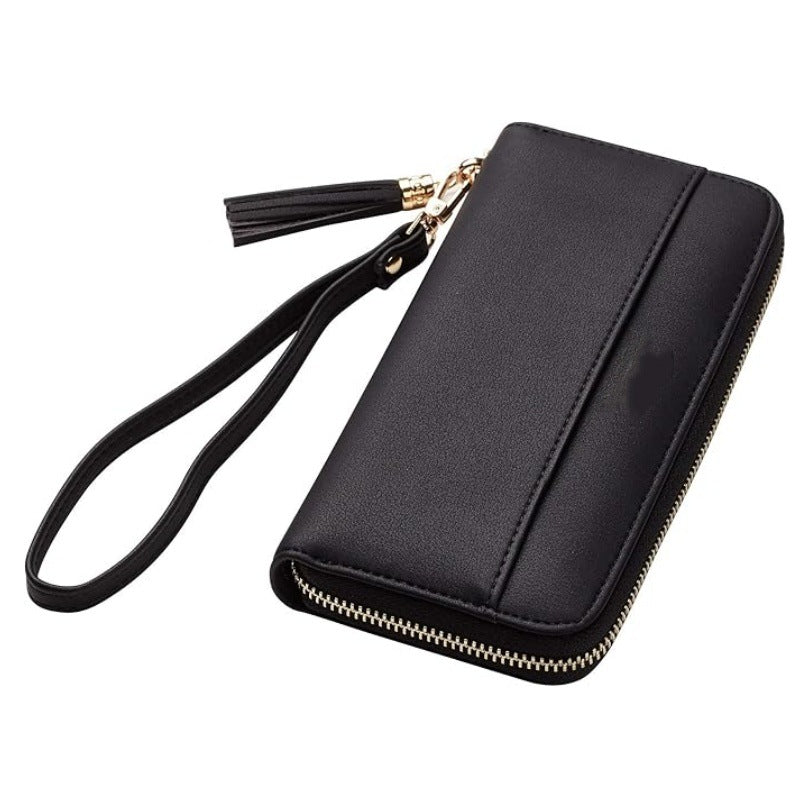 Portafoglio elegante con zip e porta carte