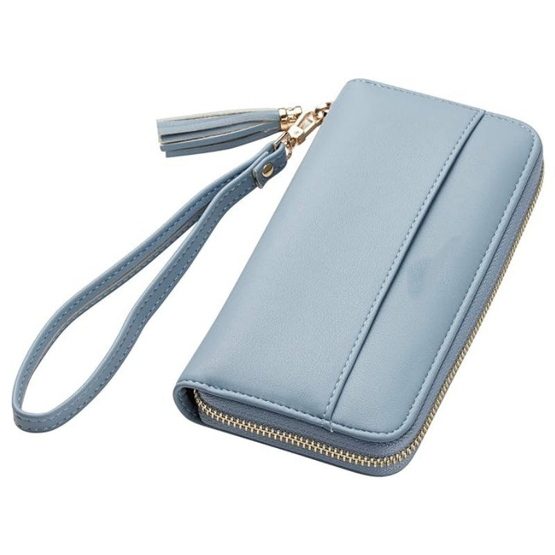 Portafoglio elegante con zip e porta carte