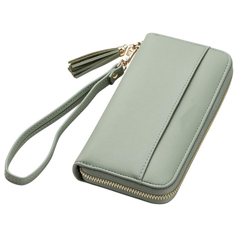 Portafoglio elegante con zip e porta carte