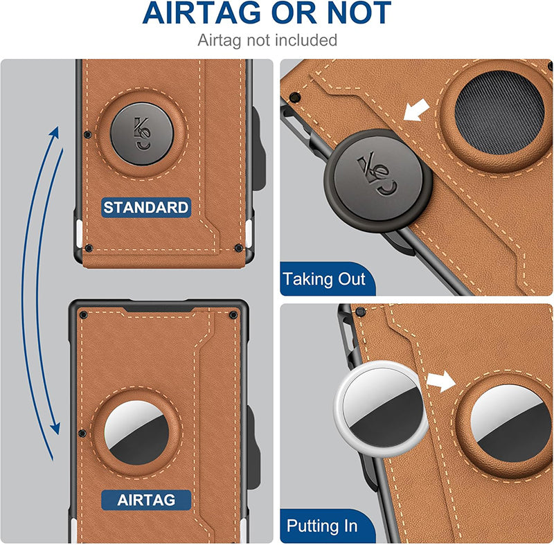 Portafoglio uomo con porta carte pop-up in alluminio e clip per banconote in pelle – protezione RFID