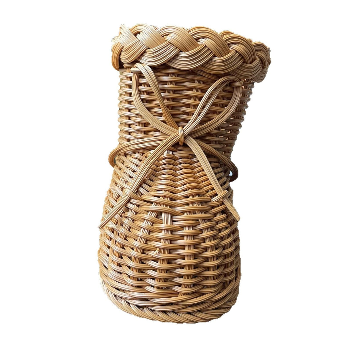 Portavaso decorativo a forma di scarpa in rattan intrecciato