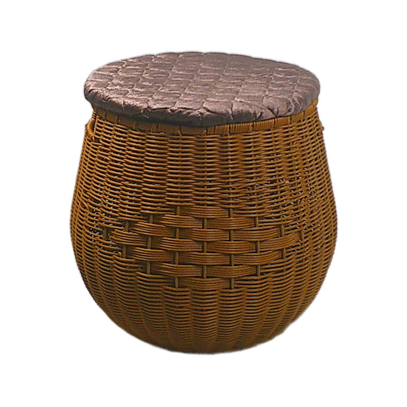 Pouf contenitore intrecciato con cuscino