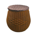 Pouf contenitore intrecciato con cuscino