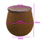 Pouf contenitore intrecciato con cuscino