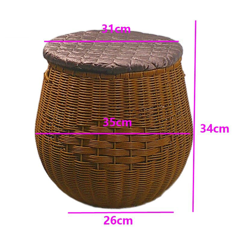 Pouf contenitore intrecciato con cuscino