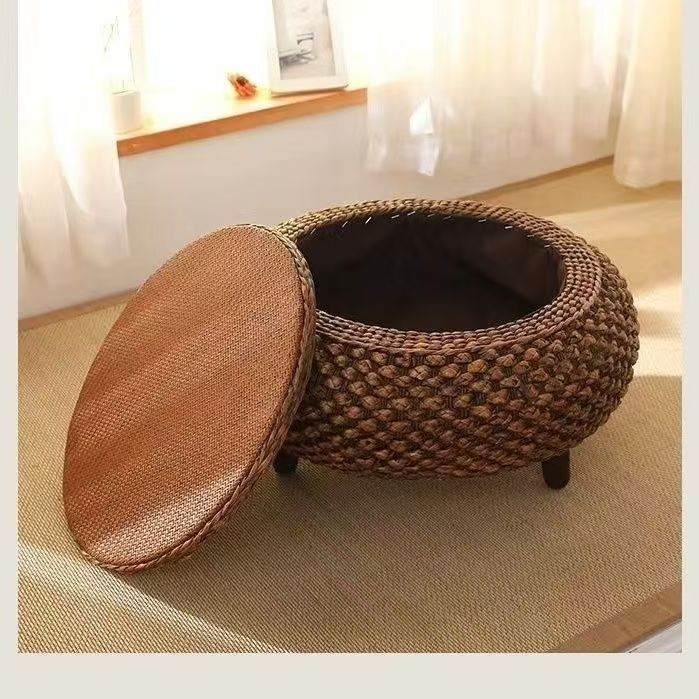 Pouf sgabello comodo in rattan naturale