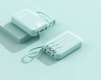 Power bank portatile 10.000 mAh con ricarica rapida e cavi integrati