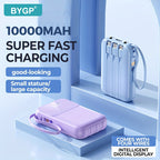 Power bank portatile 10.000 mAh con ricarica rapida e cavi integrati