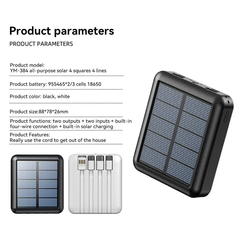 Power bank solare 4 in 1 con ricarica rapida