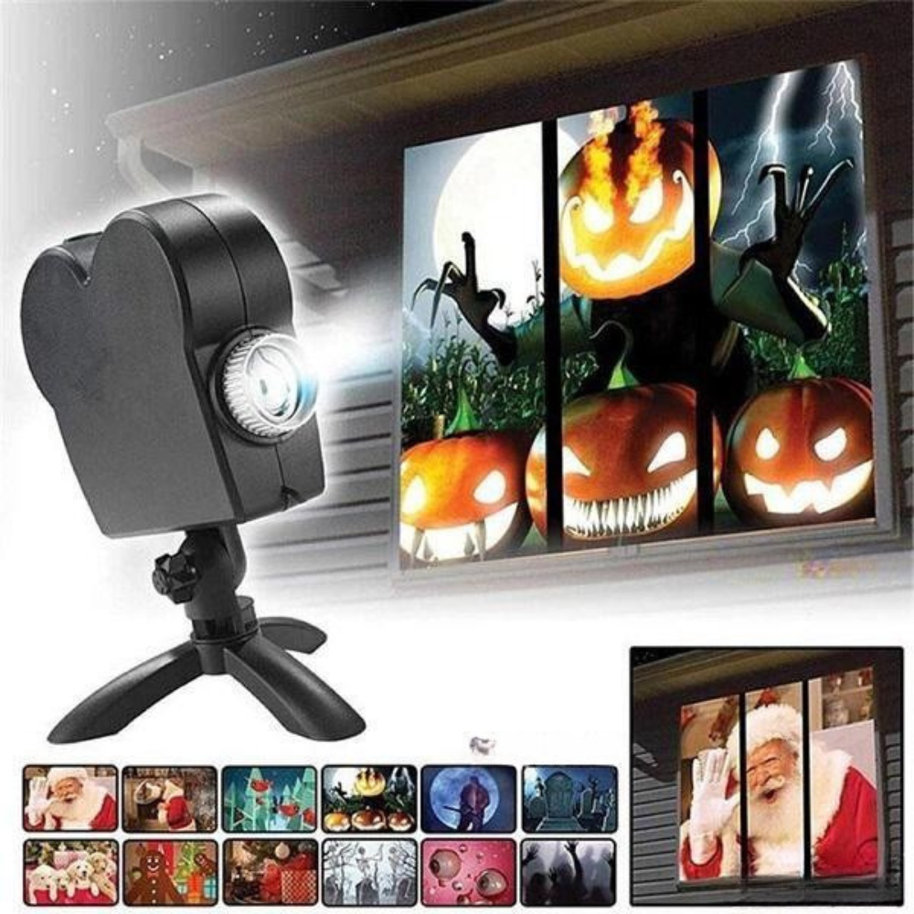 Proiettore Halloween | Finestre e interni | 12 film inclusi | Configurazione facile