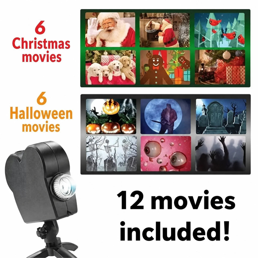 Proiettore Halloween | Finestre e interni | 12 film inclusi | Configurazione facile
