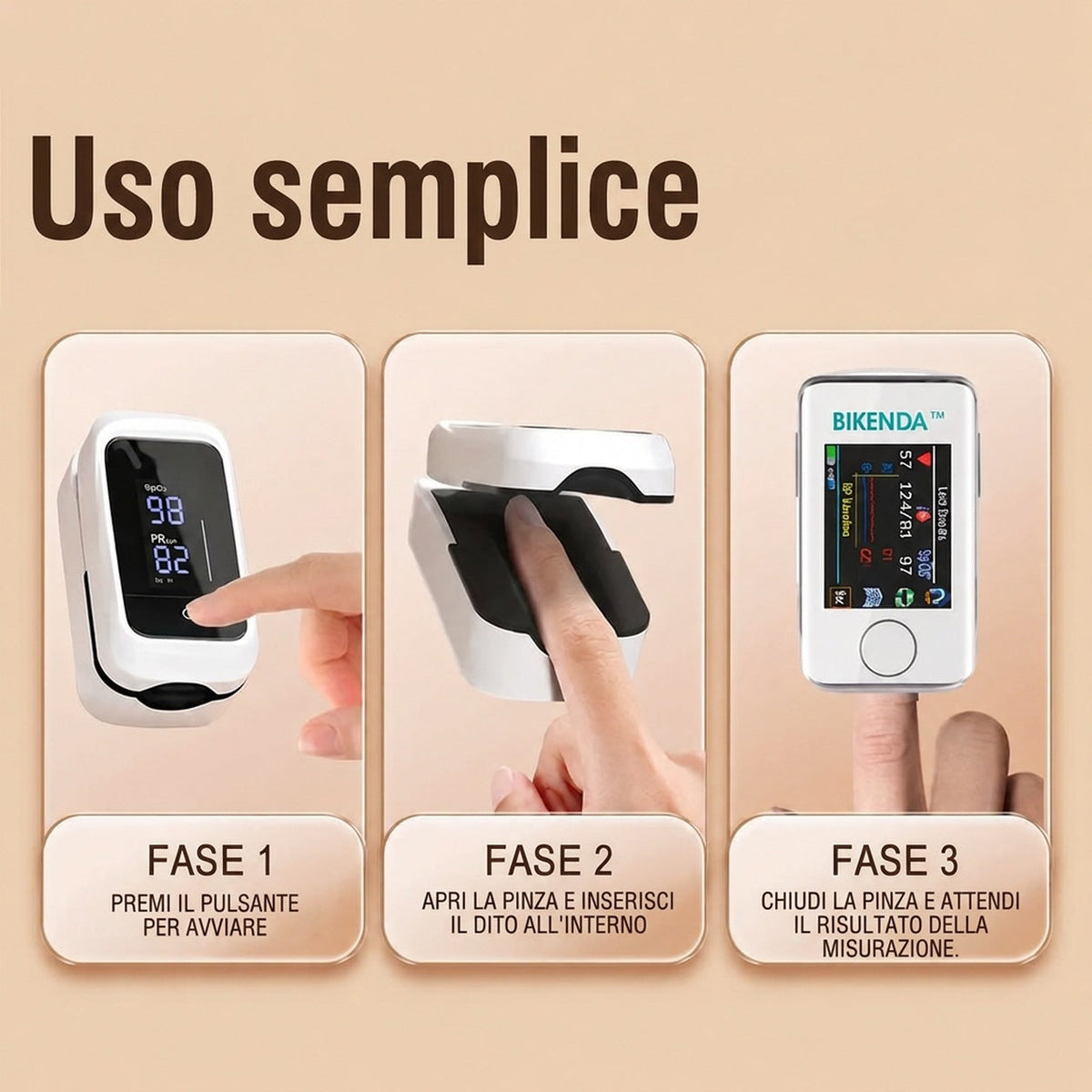 Pulsossimetro compatto con display OLED per ossigeno e battito VitalCheck