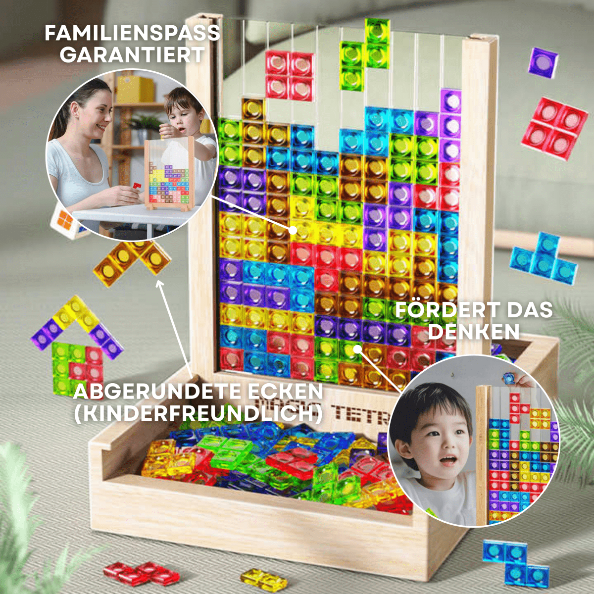 Puzzle Tetris sostenibile in legno per tutta la famiglia