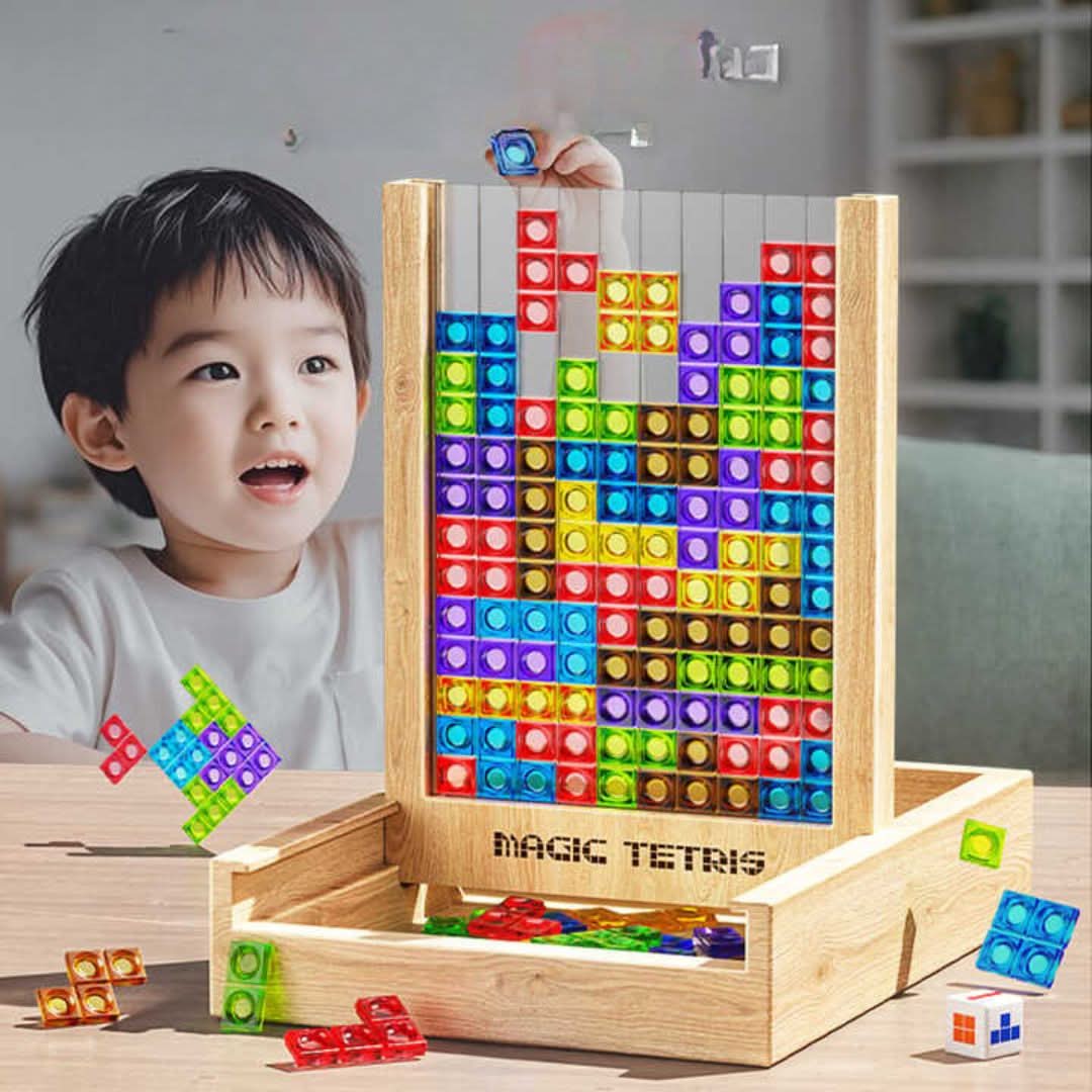 Puzzle Tetris sostenibile in legno per tutta la famiglia