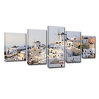 Quadro su tela case bianche di Santorini – stampa multipannello per camera da letto