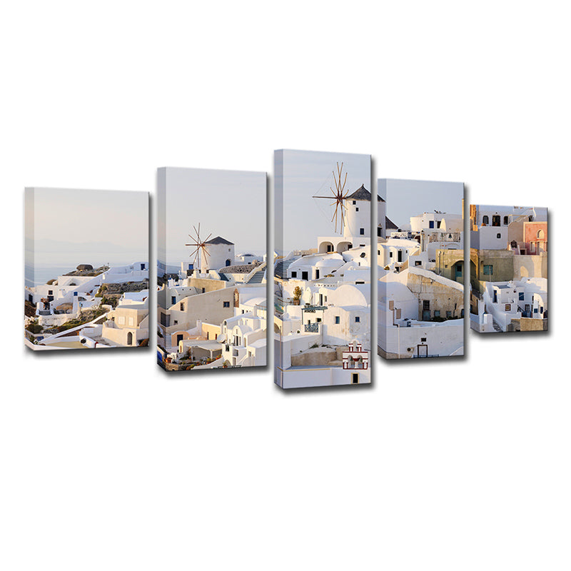 Quadro su tela case bianche di Santorini – stampa multipannello per camera da letto