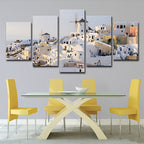 Quadro su tela case bianche di Santorini – stampa multipannello per camera da letto