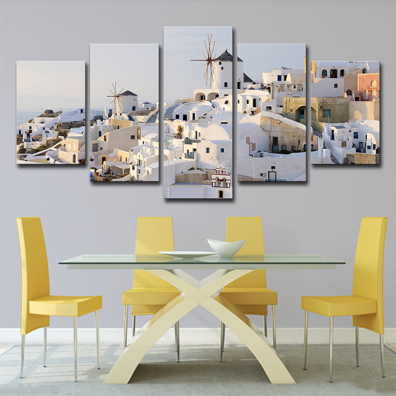 Quadro su tela case bianche di Santorini – stampa multipannello per camera da letto