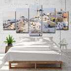 Quadro su tela case bianche di Santorini – stampa multipannello per camera da letto