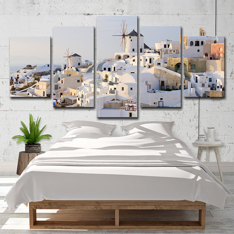Quadro su tela case bianche di Santorini – stampa multipannello per camera da letto