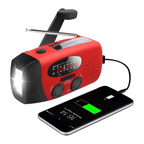 Radio di emergenza a manovella con ricarica solare | Bande AM/FM, torcia e allarme SOS | Power bank USB da 1200 mAh