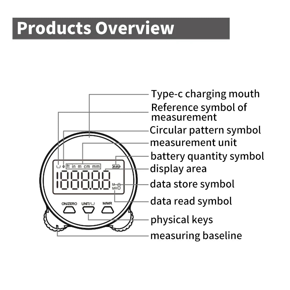 Righello digitale ricaricabile ad alta precisione con display LCD